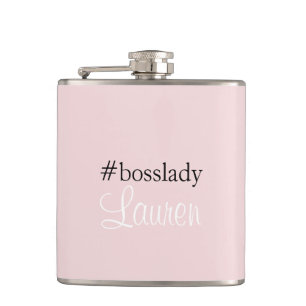 #Bosslady   Rosa   Kalligrafie   INDIVIDUELLE NAME Flachmann