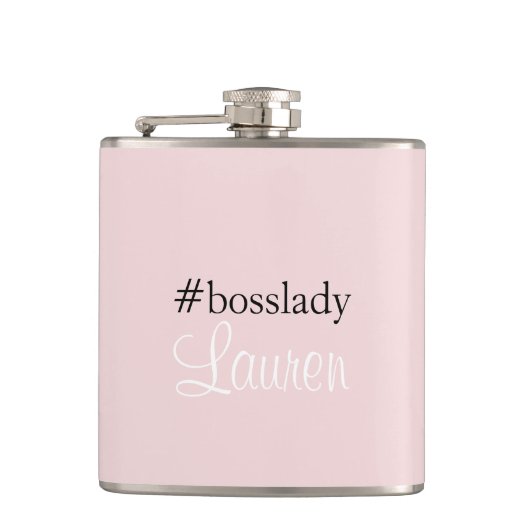 #Bosslady | Rosa | Kalligrafie | INDIVIDUELLE NAME Flachmann (Vorderseite)