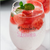 #Bosslady | Rosa | Kalligrafie | INDIVIDUELLE NAME Weinglas Ohne Stiel