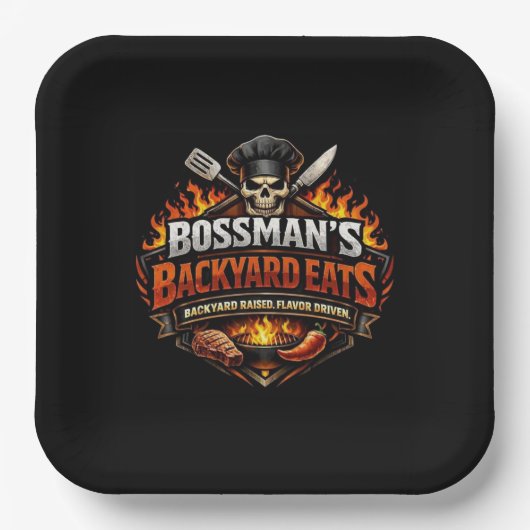 Bossmans Hinterhof-Essen Pappteller (Vorderseite)