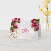 Boss's Birthday Pink Tulips and Desktop Karte (Gelbe Blume)