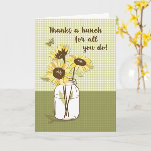 Boss's Day aus Gruppe mit Sonnenblumen in Mason Ja Karte (Gelbe Blume)