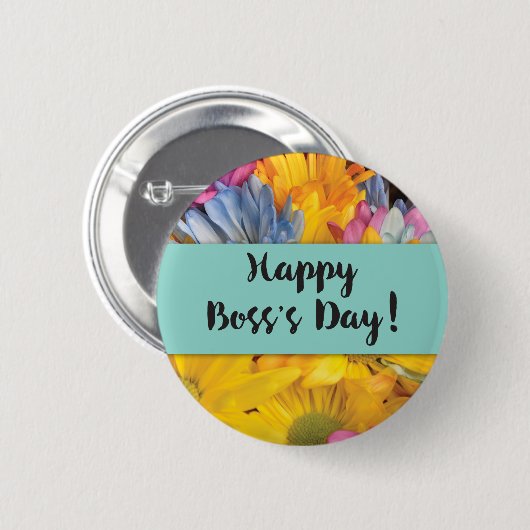 Boss's Day Danke Gerbera Daisies Button (Vorne & Hinten)