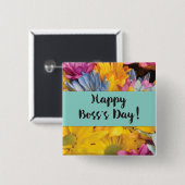 Boss's Day Danke Gerbera Daisies Button (Vorne & Hinten)