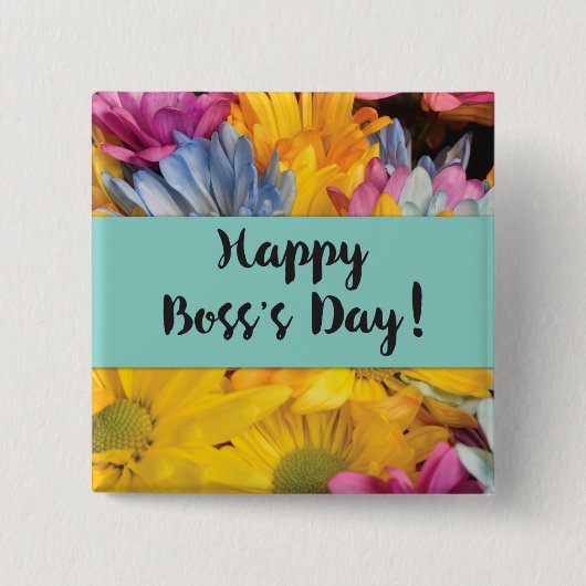 Boss's Day Danke Gerbera Daisies Button (Vorderseite)
