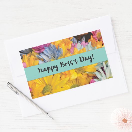 Boss's Day Danke Gerbera Daisies Rechteckiger Aufkleber (Umschlag)