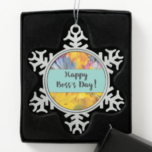 Boss's Day Danke Gerbera Daisies Schneeflocken Zinn-Ornament