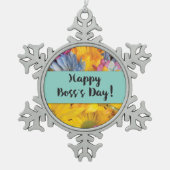 Boss's Day Danke Gerbera Daisies Schneeflocken Zinn-Ornament (Vorderseite)