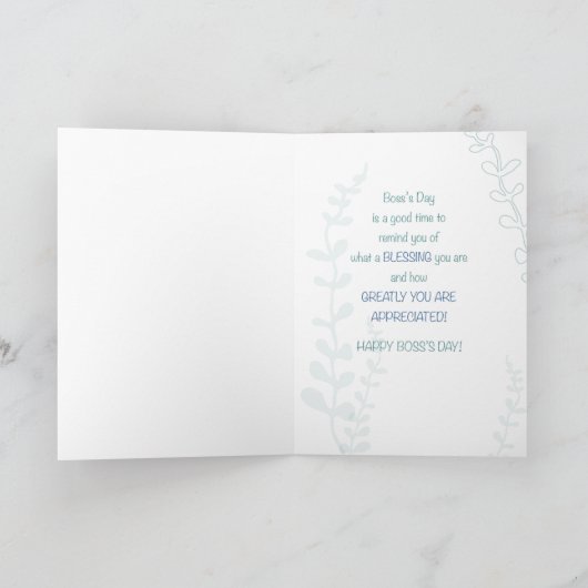 Boss's Day Religious Green Hand Drawn Look Karte (Innenseite)