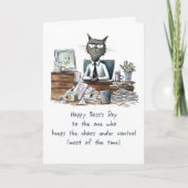 Boss's Day von Group Funny Man Cat Desk and Paper Karte (Vorderseite)