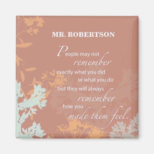 Boss's Day Wild Blume Silhouetten auf Brown Magnet (Vorne)