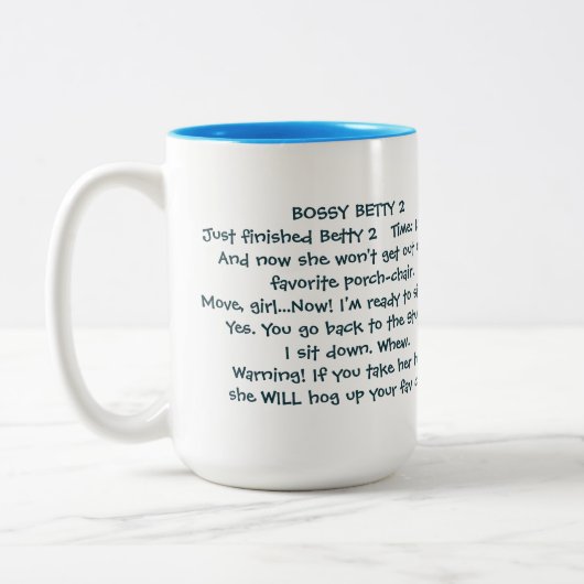 Bossy Betty 2 Alpaca mit Geschichte Tasse 19r (Links)