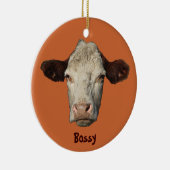 Bossy die Kuh-Weihnachtsverzierung Keramikornament (Rechts)