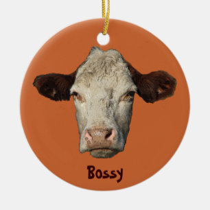 Bossy die Kuh-Weihnachtsverzierung Keramikornament