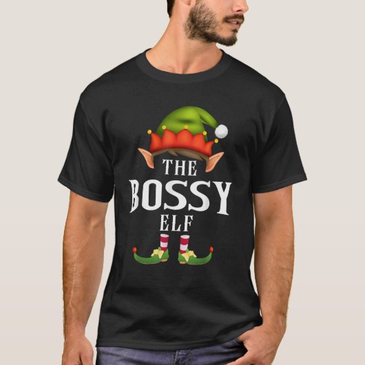 Bossy Elf Group Funny Christmas Pajama Party T-Shirt (Vorderseite)