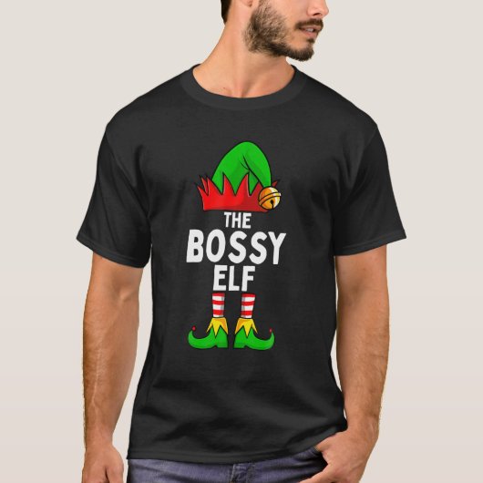Bossy Elf Matching Familie Weihnachten T-Shirt (Vorderseite)
