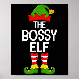 Bossy Elf Matching Family Elf Squad Girls Women Poster