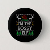 Bossy Elf Matching Family Group Christmas Party Pa Button (Vorderseite)