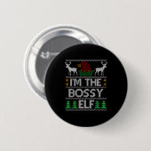 Bossy Elf Matching Family Group Christmas Party Pa Button (Vorne & Hinten)