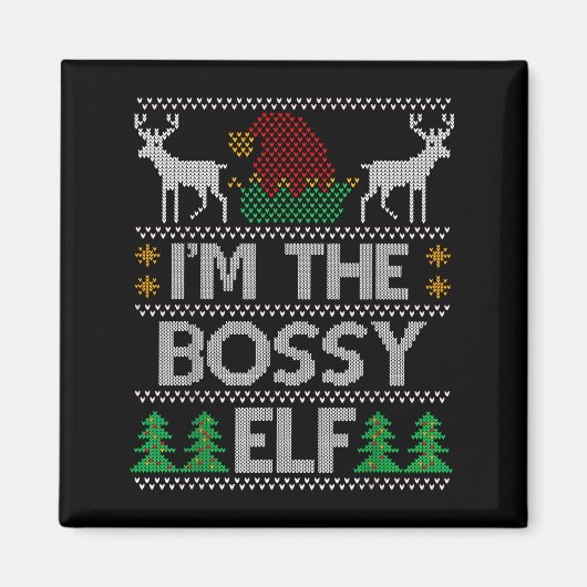 Bossy Elf Matching Family Group Christmas Party Pa Magnet (Vorne)