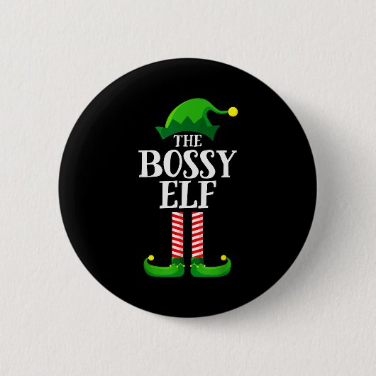 Bossy Elf Matching Family Group Christmas Party Py Button (Vorderseite)