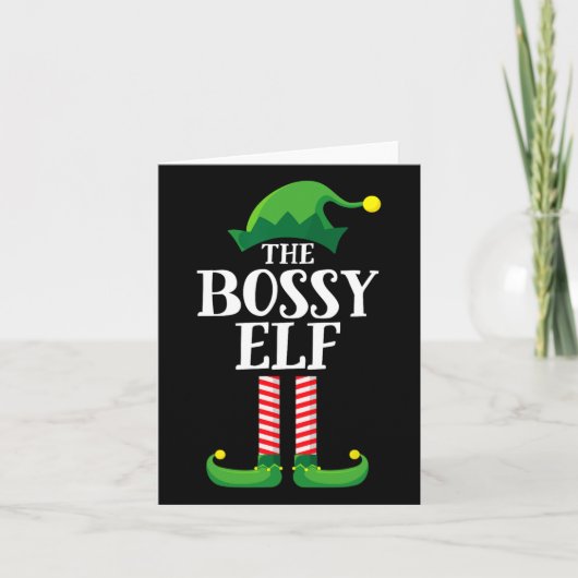 Bossy Elf Matching Family Group Weihnachts Party P Karte (Vorderseite)