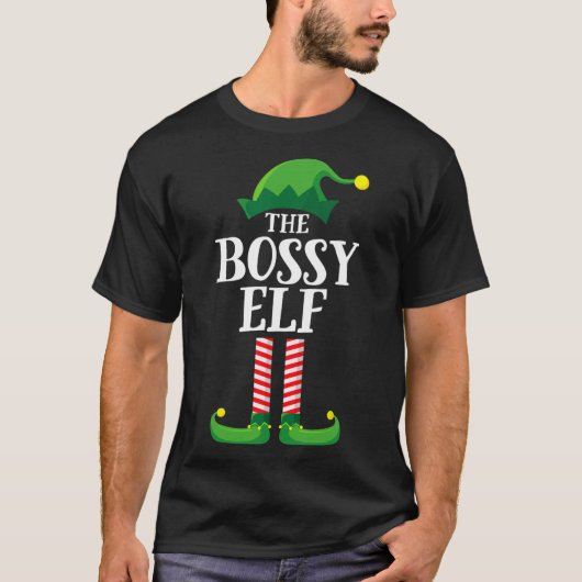 Bossy Elf Matching Family Group Weihnachts Party P T-Shirt (Vorderseite)