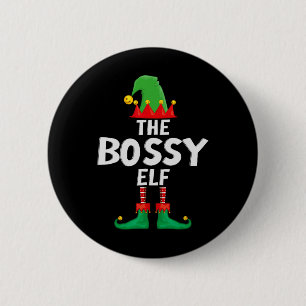 Bossy Elf Matching Family Weihnachten Button