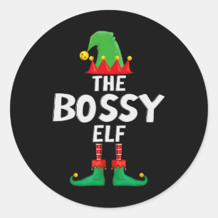 Bossy Elf Matching Family Weihnachten Runder Aufkleber