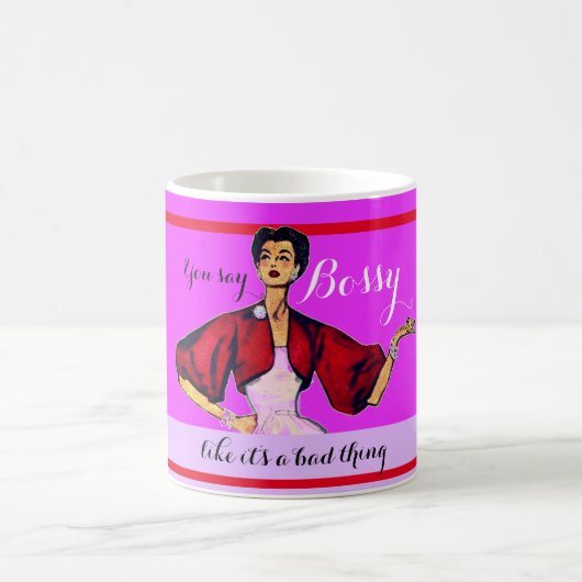 Bossy Gal Retro Magenta Kaffeetasse (Mittel)