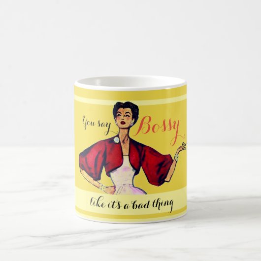 Bossy Gal Retro Yellow Kaffeetasse (Mittel)