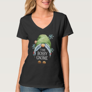 Bossy Gnome Büffel Karo passendes Familienweihnach T-Shirt