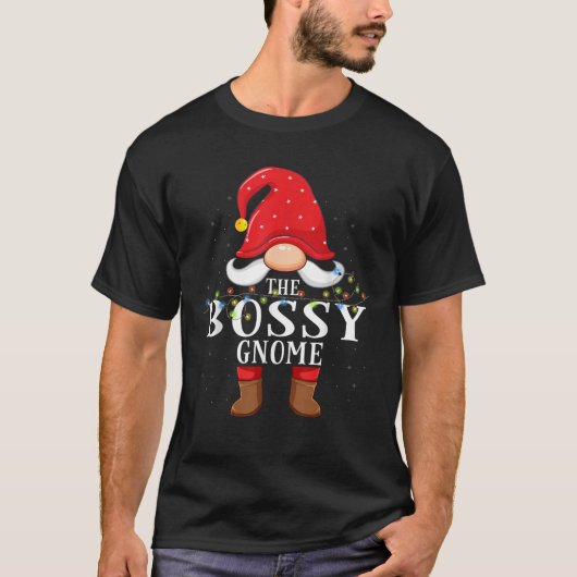 Bossy Gnome Matching Christmas Family Pajama T-Shirt (Vorderseite)