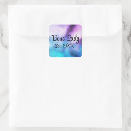 Bossy Lady Est Quadratischer Aufkleber (Tasche)