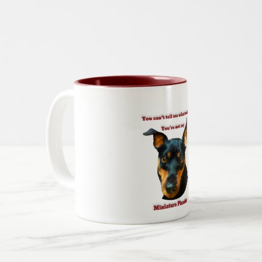 Bossy Miniature Pinscher Zweifarbige Tasse (Vorderseite Links)