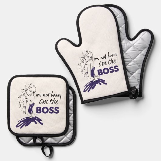 Bossy Ofenhandschuh & Topflappen-Set (Vorderseite/Rückseite)
