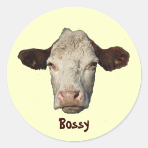 Bossy the Cow Runder Aufkleber