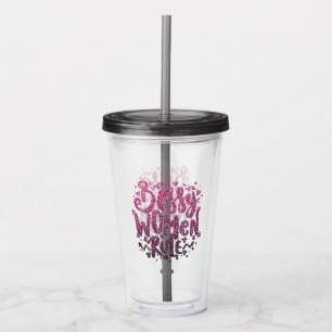 BOSSY WOMEN RULE CUSTOM GLITTER TYPOGRAPHY ACRYLTRINKBECHER