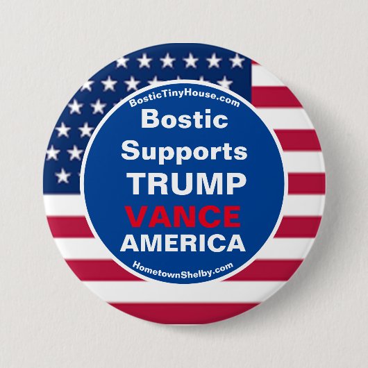 Bostic unterstützt TRUMP VANCE AMERICA Button (Vorderseite)