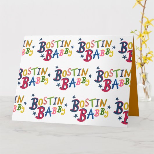 BOSTIN BABBY Black Country Worte Neue Babykarte Karte (Gelbe Blume)