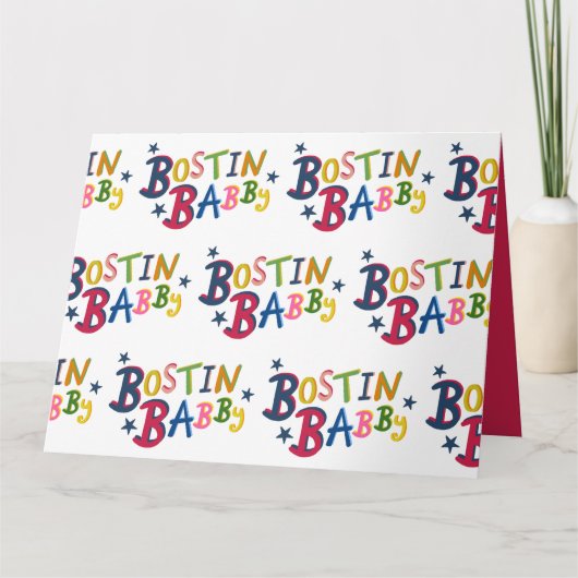 BOSTIN BABBY Black Country Worte Neue Babykarte Karte (Vorderseite)