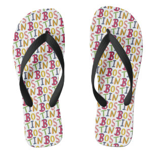 Bostin Black Country Word Drehe Flop Beach Footwea Badesandalen