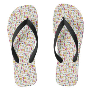 Bostin Black Country Word Drehe Flop Beach Footwea Badesandalen