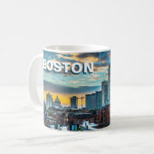 Bosto Kaffeetasse Massachusetts Stadt Skyline Gesc (Vorderseite Links)
