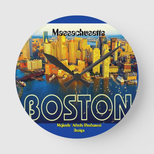 boston 2, Massachusetts - Customized Runde Wanduhr (Vorderseite)