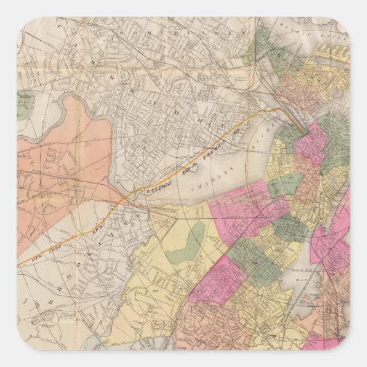 Boston 2 quadratischer aufkleber (Vorderseite)