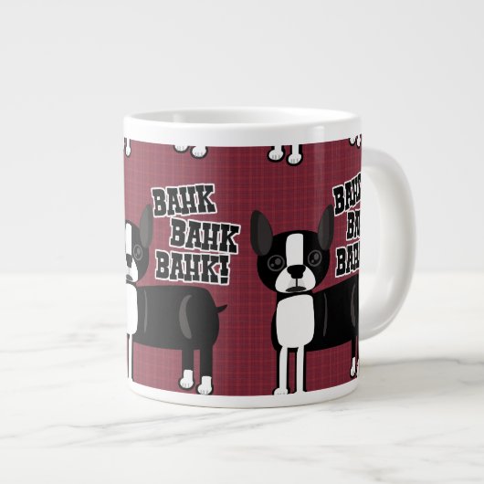 Boston-Akzent-Terrier-Muster Jumbo-Tasse (Vorderseite Rechts)