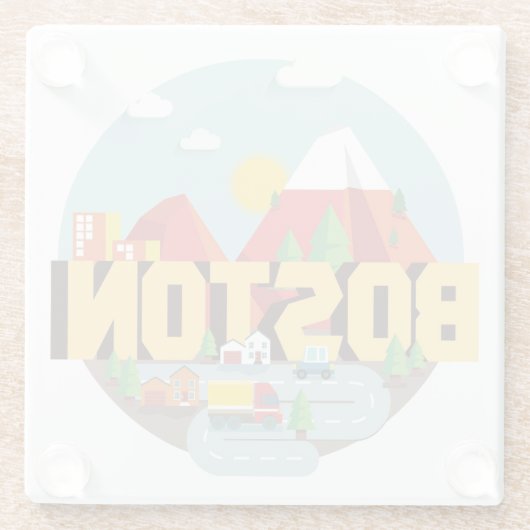 Boston als Bestimmungsort Glasuntersetzer (Rückseite)