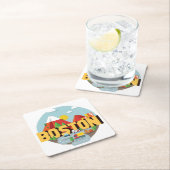 Boston als Bestimmungsort Rechteckiger Pappuntersetzer (Vor Ort)