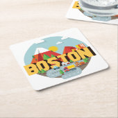 Boston als Bestimmungsort Rechteckiger Pappuntersetzer (angewinkelt)
